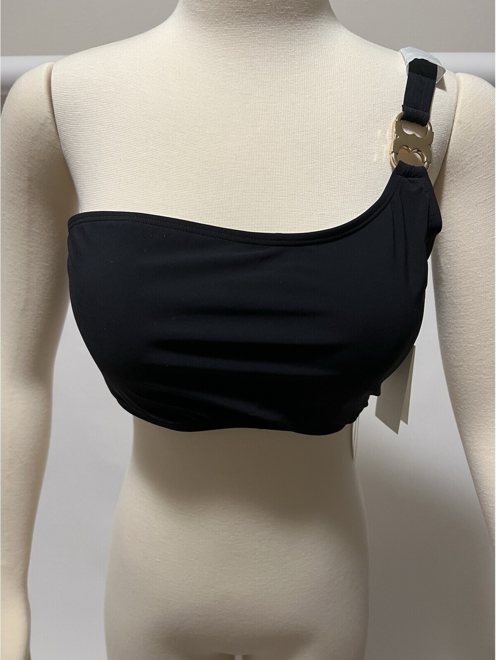 TORY BURCH GEMINI LINK ONE SHOULDER BLACK TOP BATHING SUIT (XL) “NEW WITH TAGS”